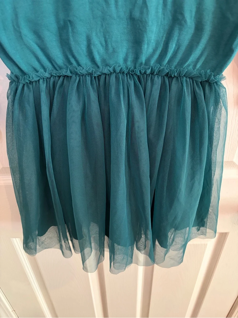 Primary Teal Long-Sleeve Tulle Skirt Twirl Dress - Size 8-9